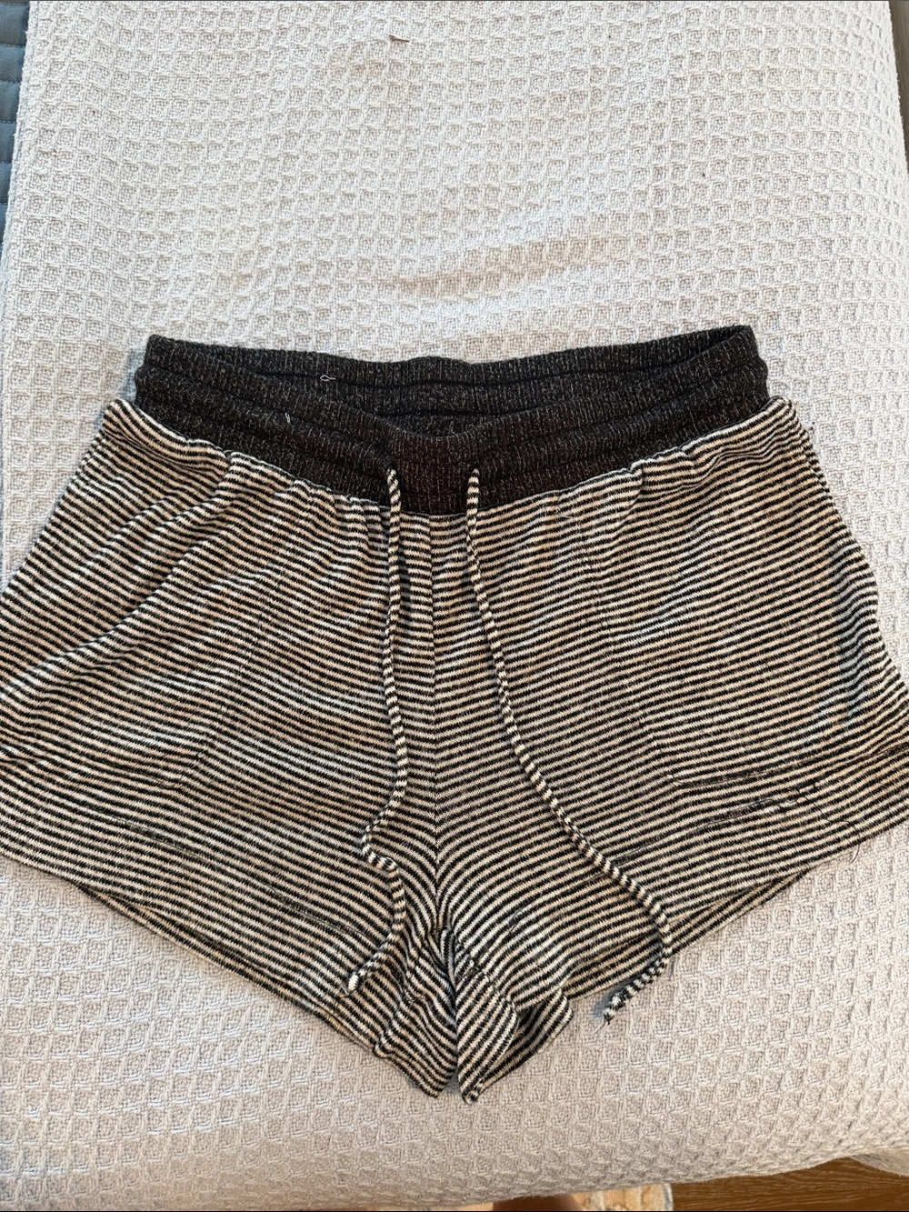 stars above Black and White Striped Knit Drawstring Shorts